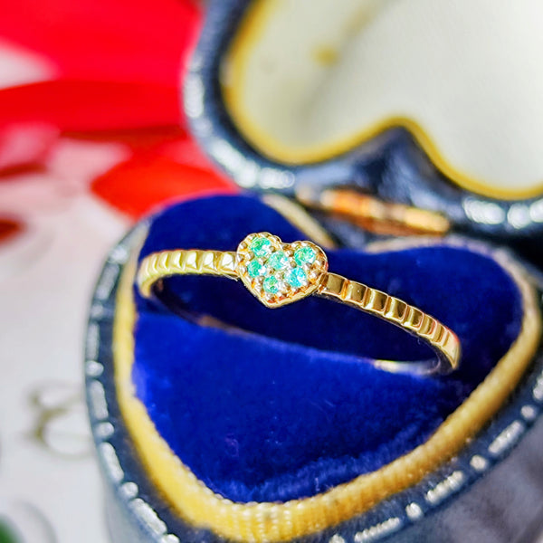 天然パライバトルマリン ハートモチーフ 18金リング