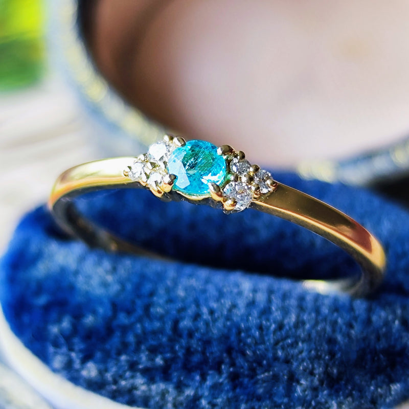 天然パライバトルマリン 天然ダイヤモンド リング