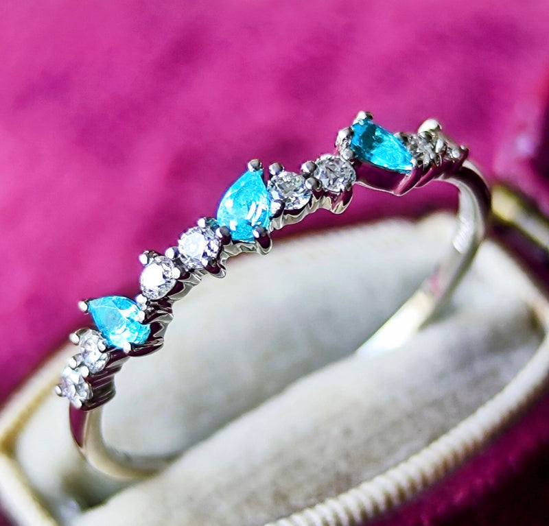 天然パライバトルマリン 天然ダイヤモンド プラチナリング