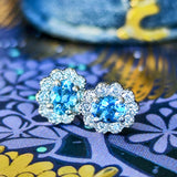 天然アクアマリン 天然ダイヤモンド ピアス