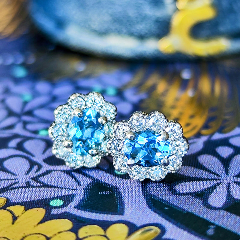 天然アクアマリン 天然ダイヤモンド ピアス