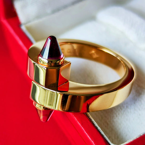 【Vintage Cartier】カルティエ メノットリング ガーネット 18金PG 10号