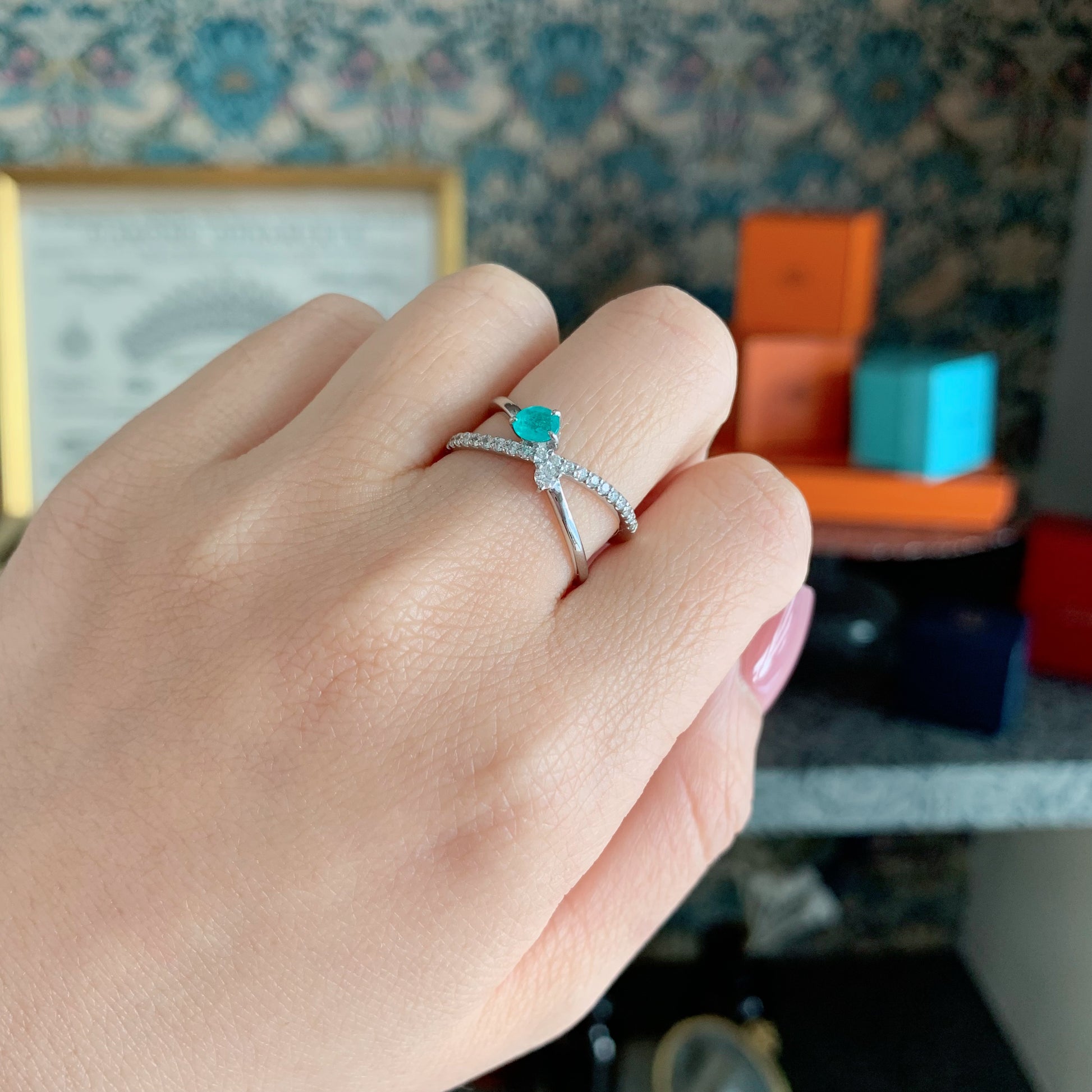 【トップカラー】天然パライバトルマリン 天然ダイヤモンド プラチナリング