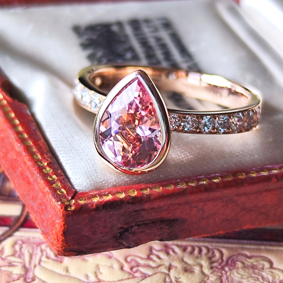 天然モルガナイト 1.21ct 天然ダイヤモンド リング