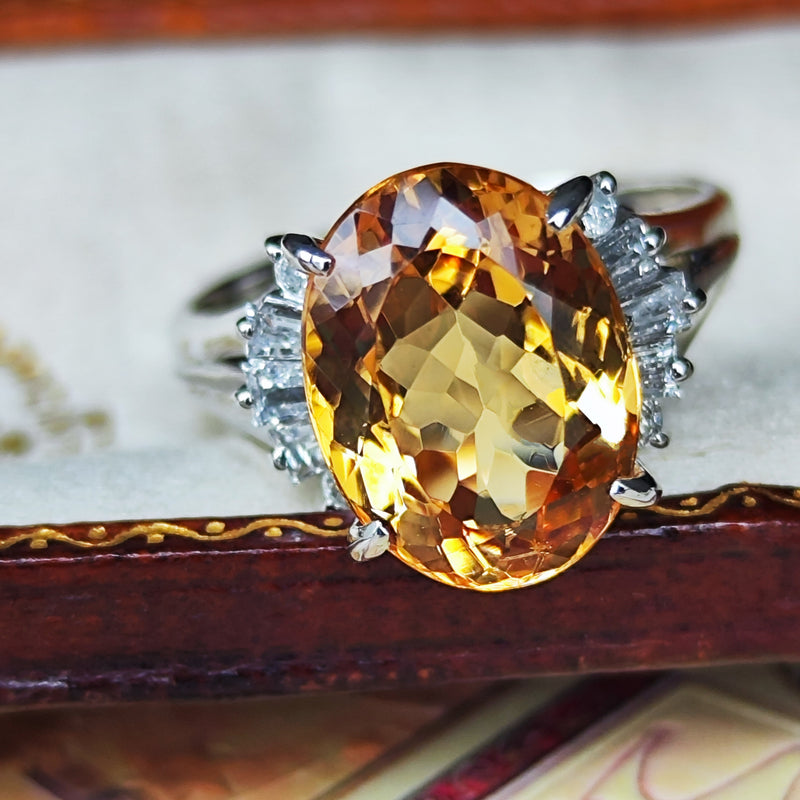 【三越百貨店】天然インペリアルトパーズ 5.37ct 天然ダイヤモンド リング