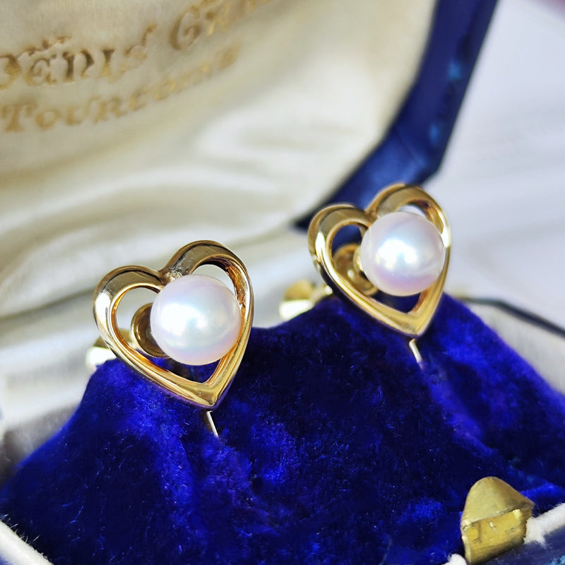 MIKIMOTO ミキモト あこや真珠 ハート型 イヤリング