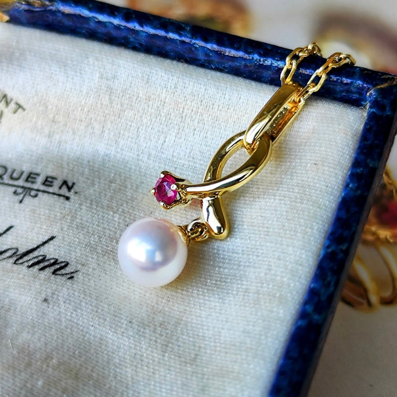 MIKIMOTO ミキモト あこや真珠 天然ルビー ネックレス