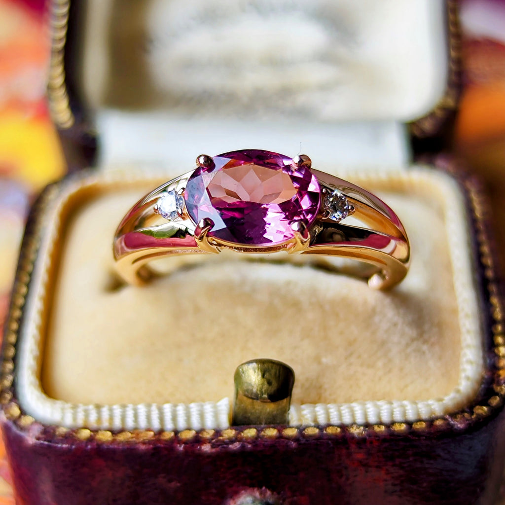天然マラヤガーネット 1.31ct 天然ダイヤモンド リング