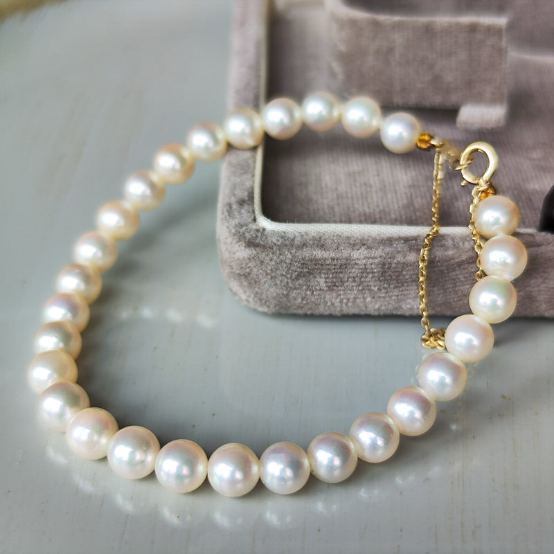 MIKIMOTO ミキモト　天然真珠ブレスレット 専用ケース付き MIKIMOTO ミキモト あこや真珠 天然エメラルド ブレスレット