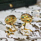 天然エメラルド 天然ダイヤモンド 18金ピアス