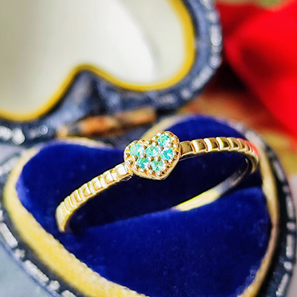 天然パライバトルマリン ハートモチーフ 18金リング