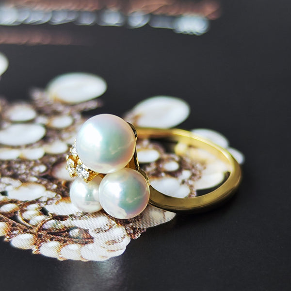 MIKIMOTO ミキモト あこや真珠 天然ダイヤモンド リング