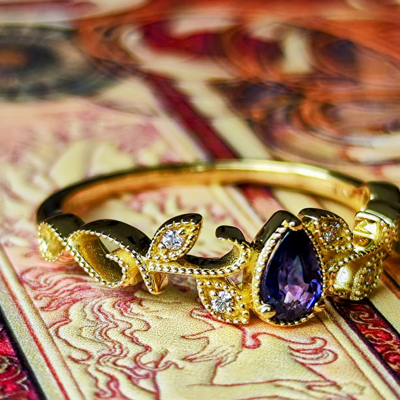 天然バイカラーサファイア 天然ダイヤモンド リング