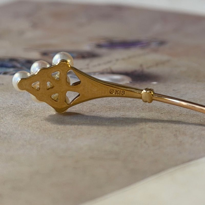 MIKIMOTO ミキモト あこや真珠 18金 バングル