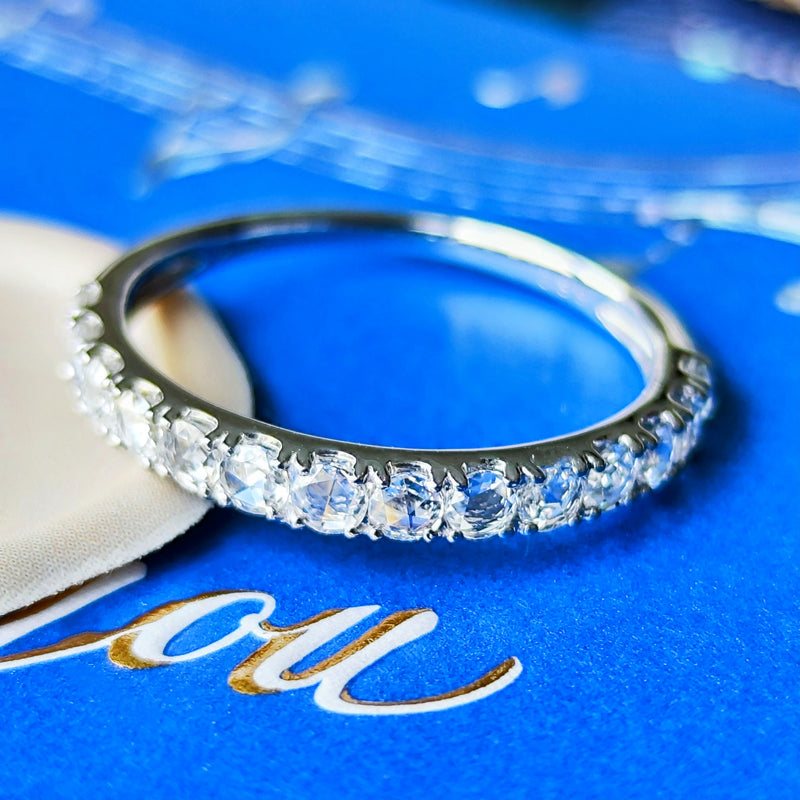 【ローズカット】天然ダイヤモンド ハーフエタニティリング プラチナ