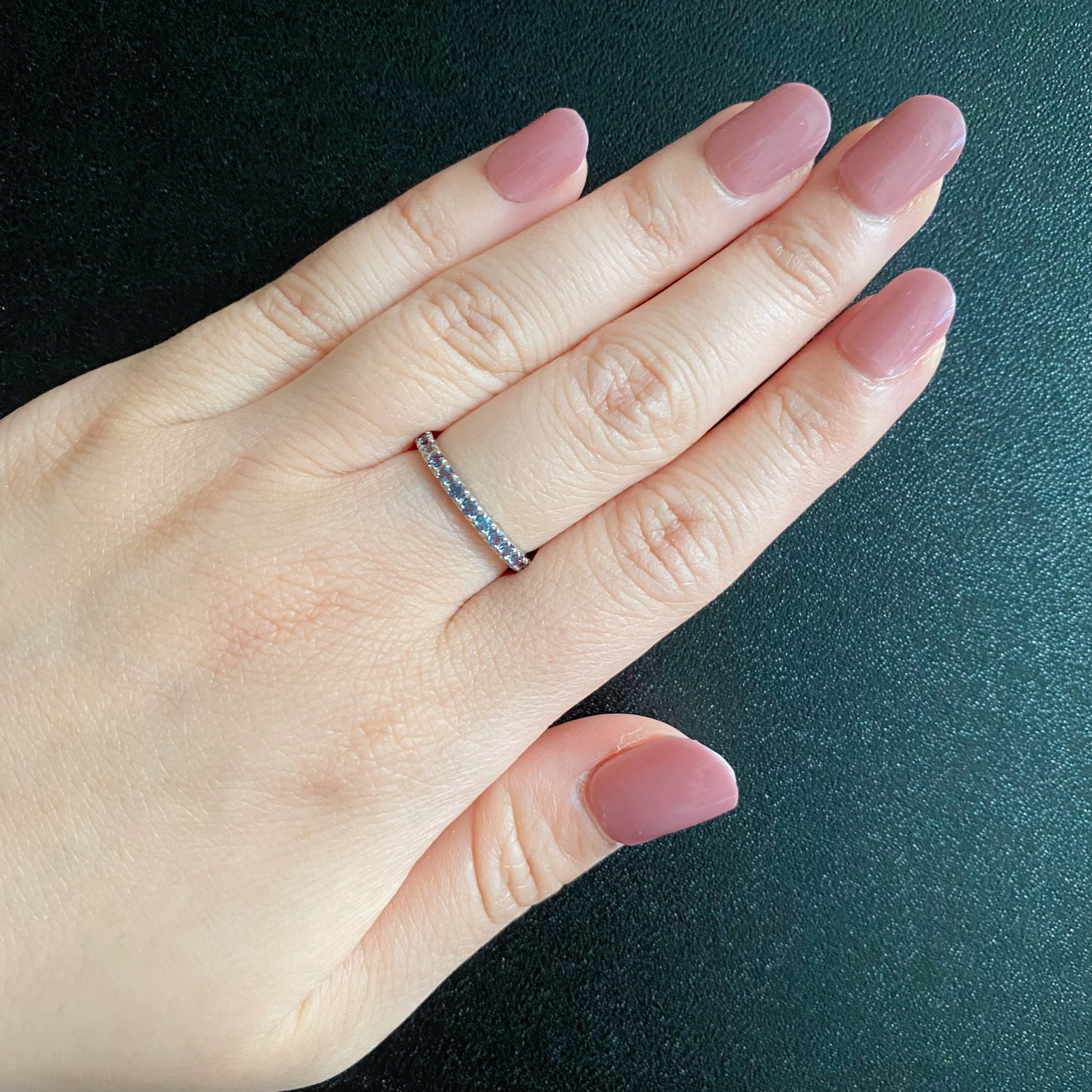 【お値下げ】天然アレキサンドライト ハーフエタニティリング 18金YG ①