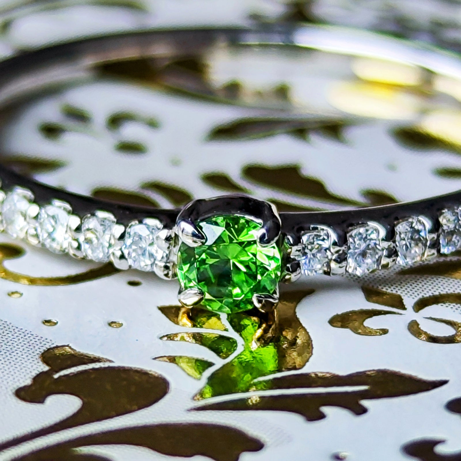 お値下げ】天然デマントイドガーネット 天然ダイヤモンド リング