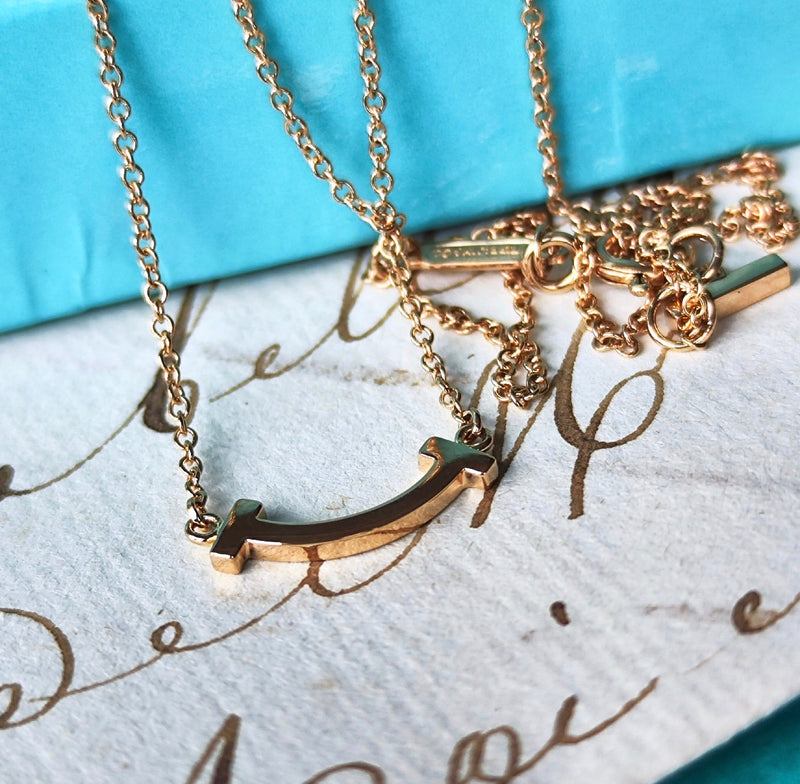 TIFFANY &Co ティファニー Tスマイル ミニ ネックレス 18金PG