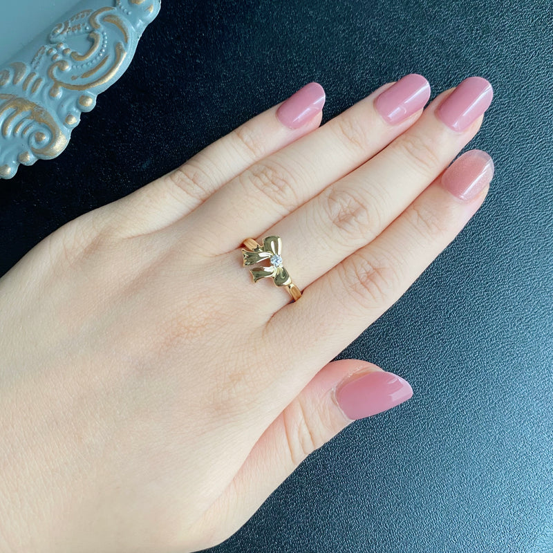 TIFFANY&Co ティファニー リボンリング ダイヤモンド K18YG