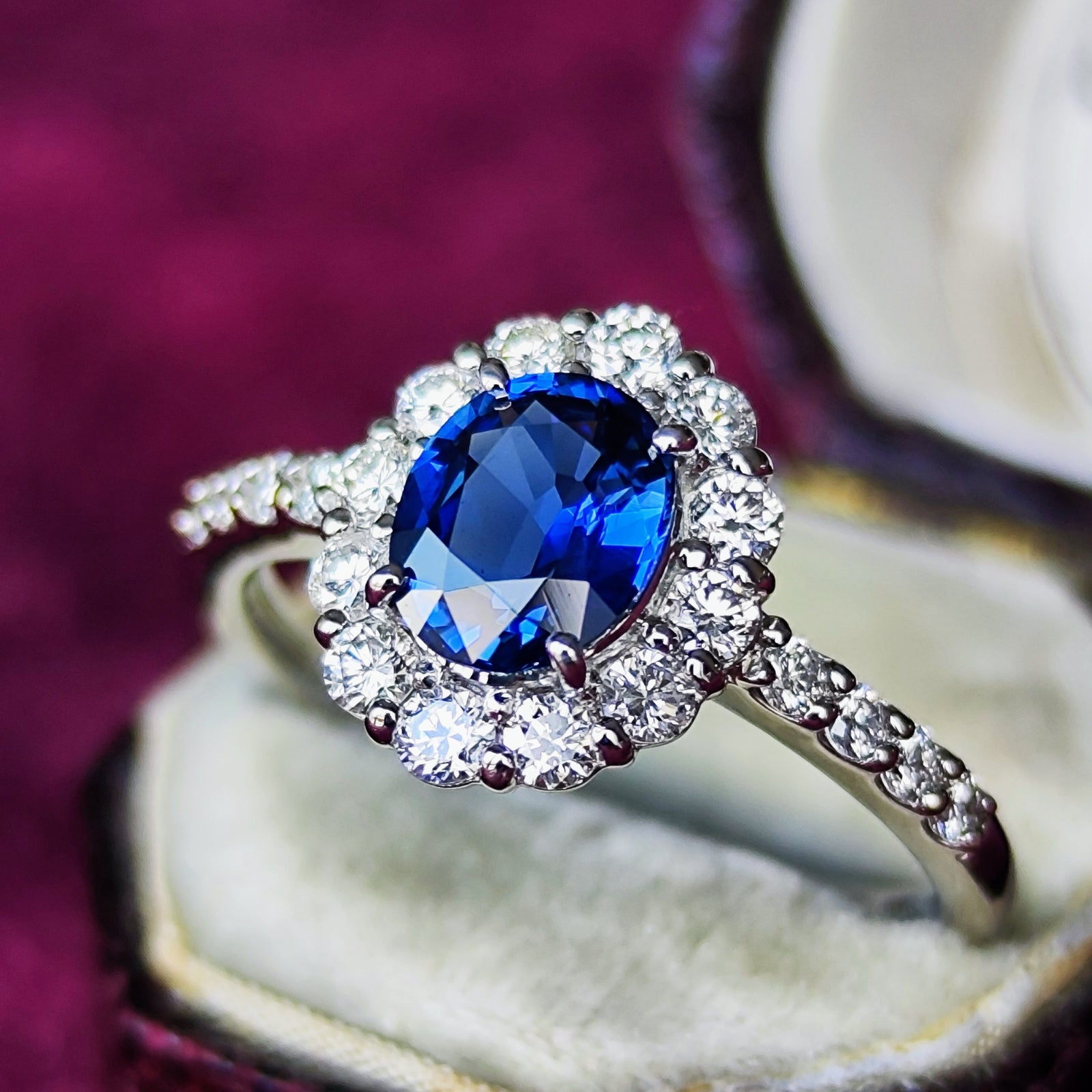 天然サファイアダイヤリング 非加熱 コーンフラワー】天然サファイア 天然ダイヤモンド リング