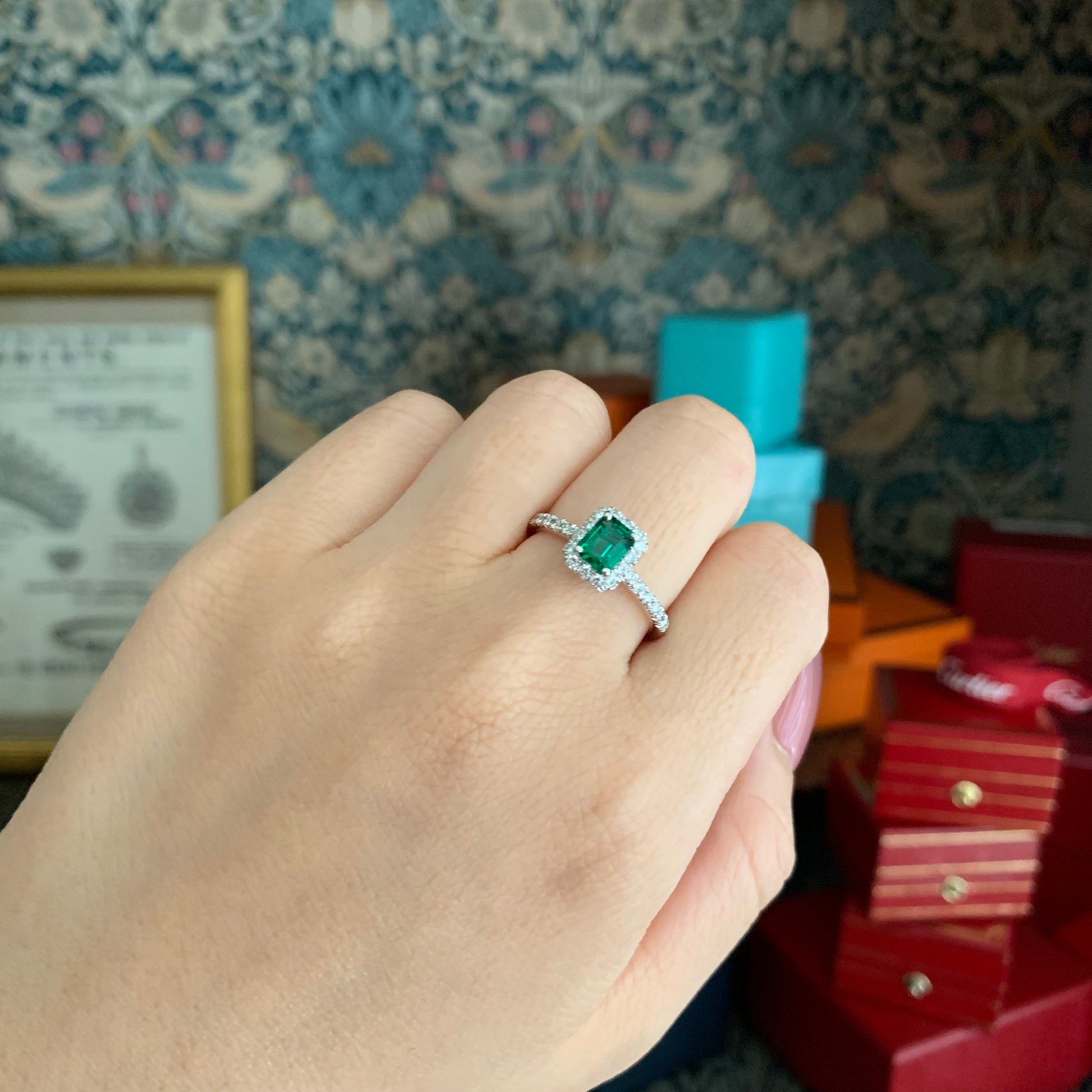 【ザンビア産】天然エメラルド 天然ダイヤモンド F1 GIA プラチナリング
