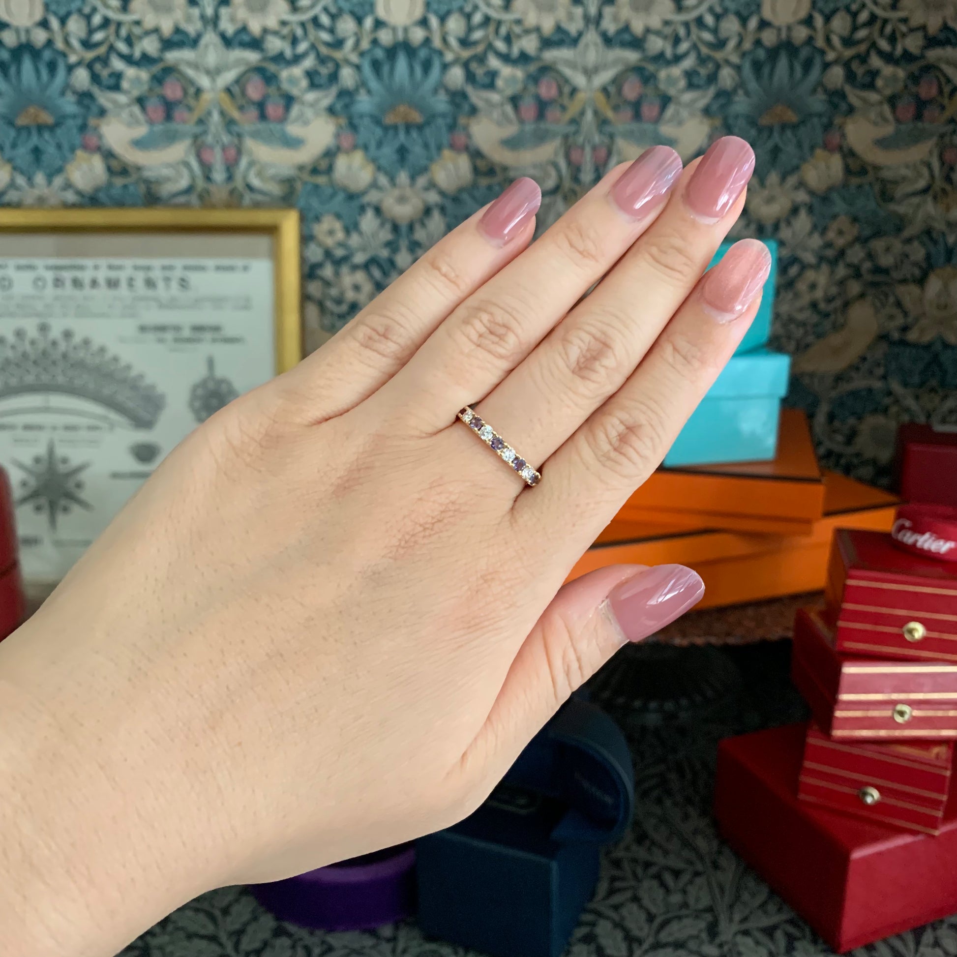 【ベキリーブルー】天然カラーチェンジガーネット 天然ダイヤモンド 0.38ct リング