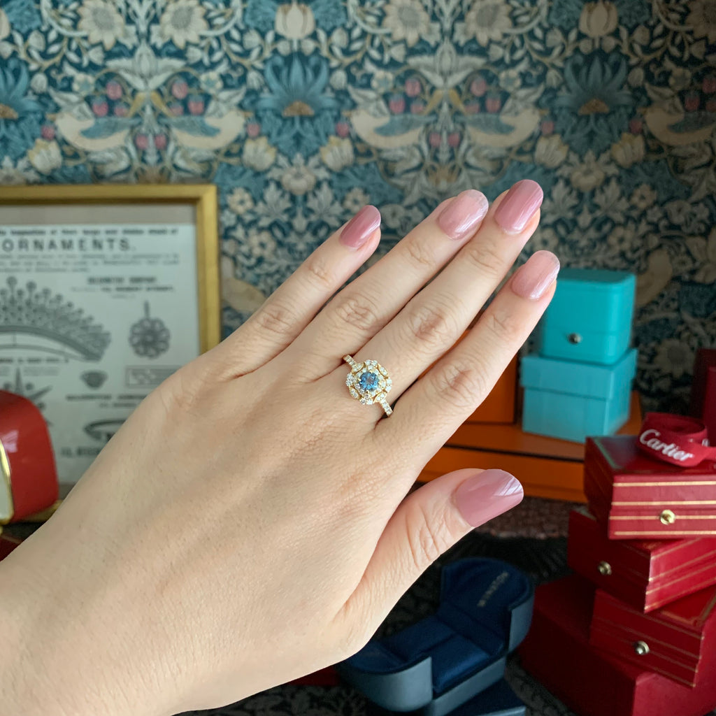 【サンタマリア】天然アクアマリン 0.45ct 天然ダイヤモンド リング