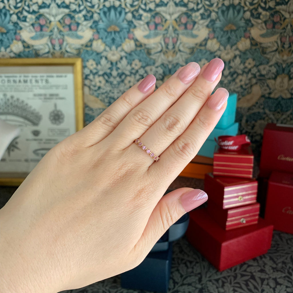 天然パパラチアサファイア 0.37ct ハーフエタニティリング