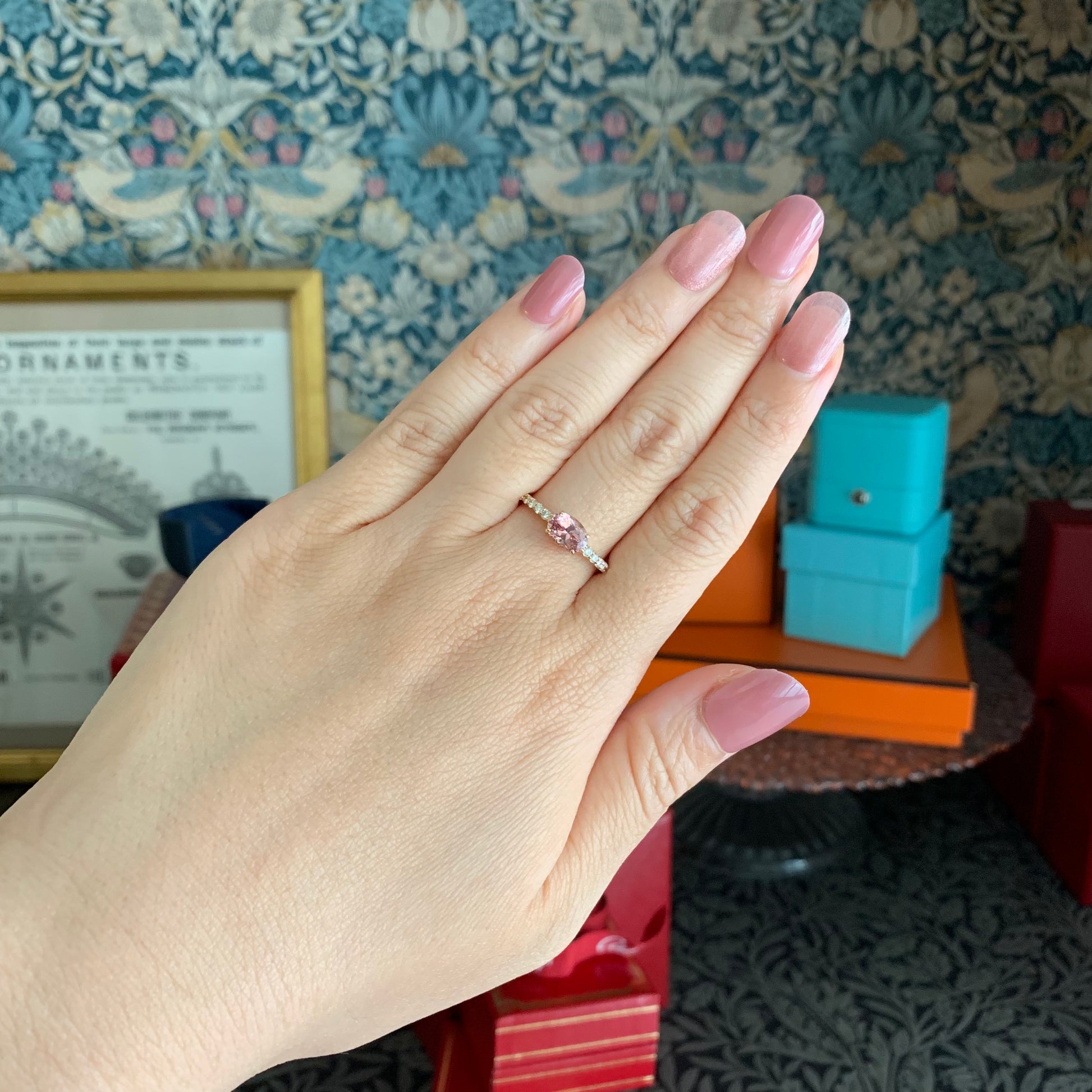 天然マラヤガーネット 1.18ct 天然ダイヤモンド リング