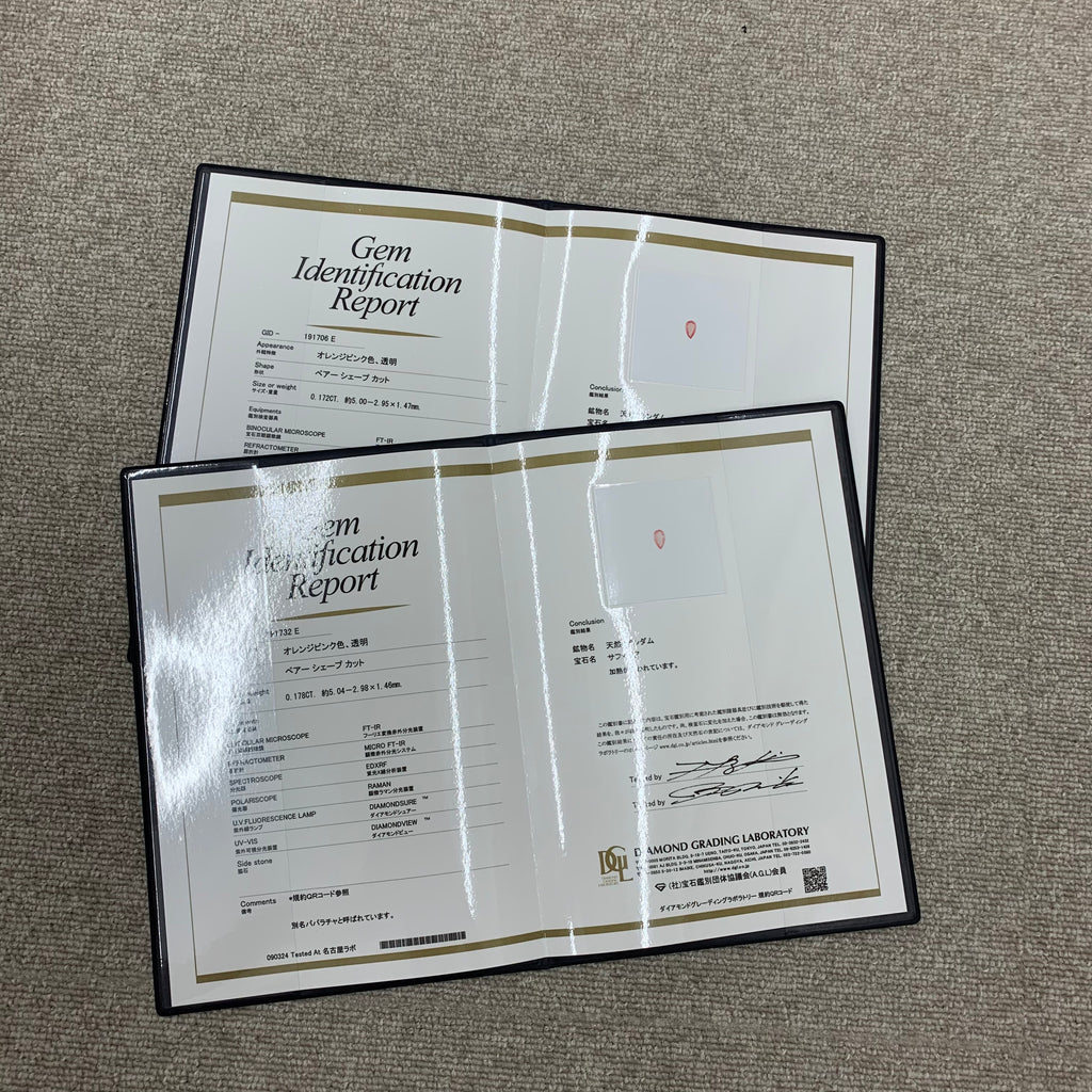 天然パパラチアサファイア 天然ダイヤモンド 18金ピアス ペアシェイプ