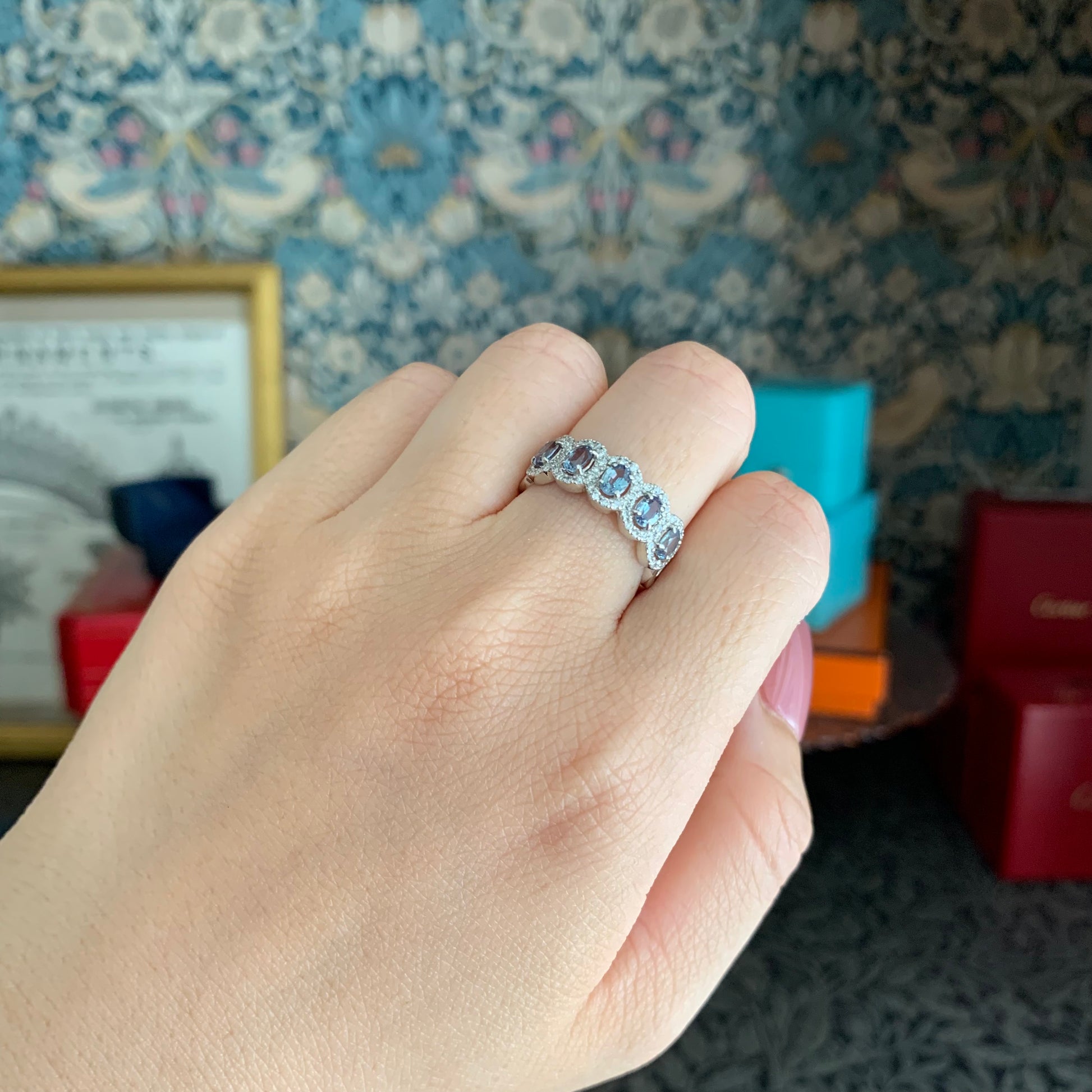 天然アレキサンドライト 0.75ct 天然ダイヤモンド プラチナリング