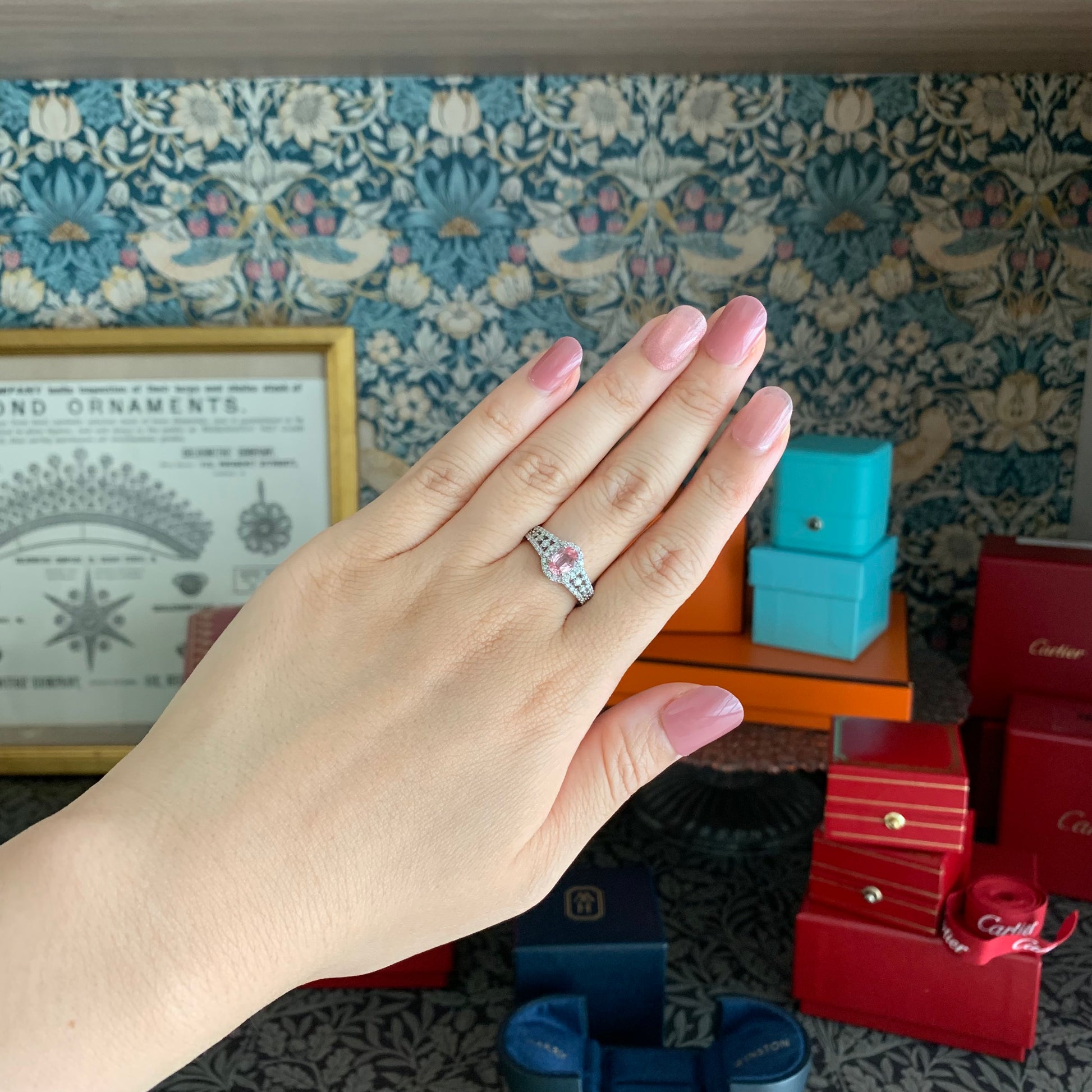 【非加熱 GIA】天然パパラチアサファイア 0.77ct 天然ダイヤモンド リング