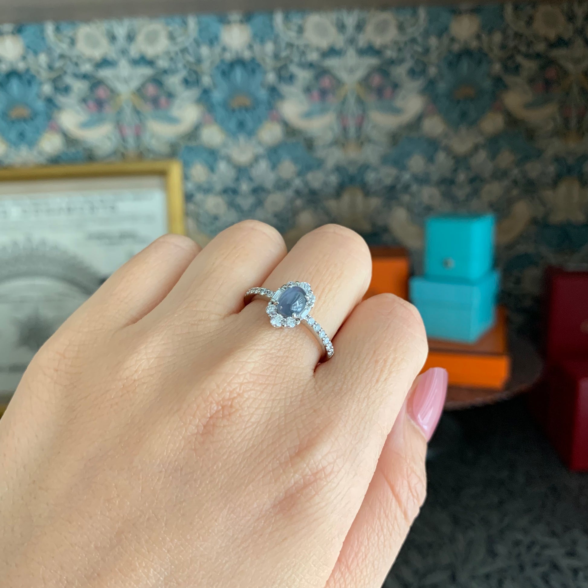 天然アレキサンドライトキャッツアイ 0.843ct 天然ダイヤモンド プラチナリング