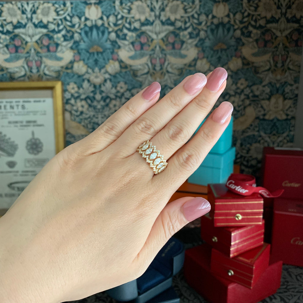 天然ダイヤモンド マーキスカット 0.90ct 0.41ct 18金リング