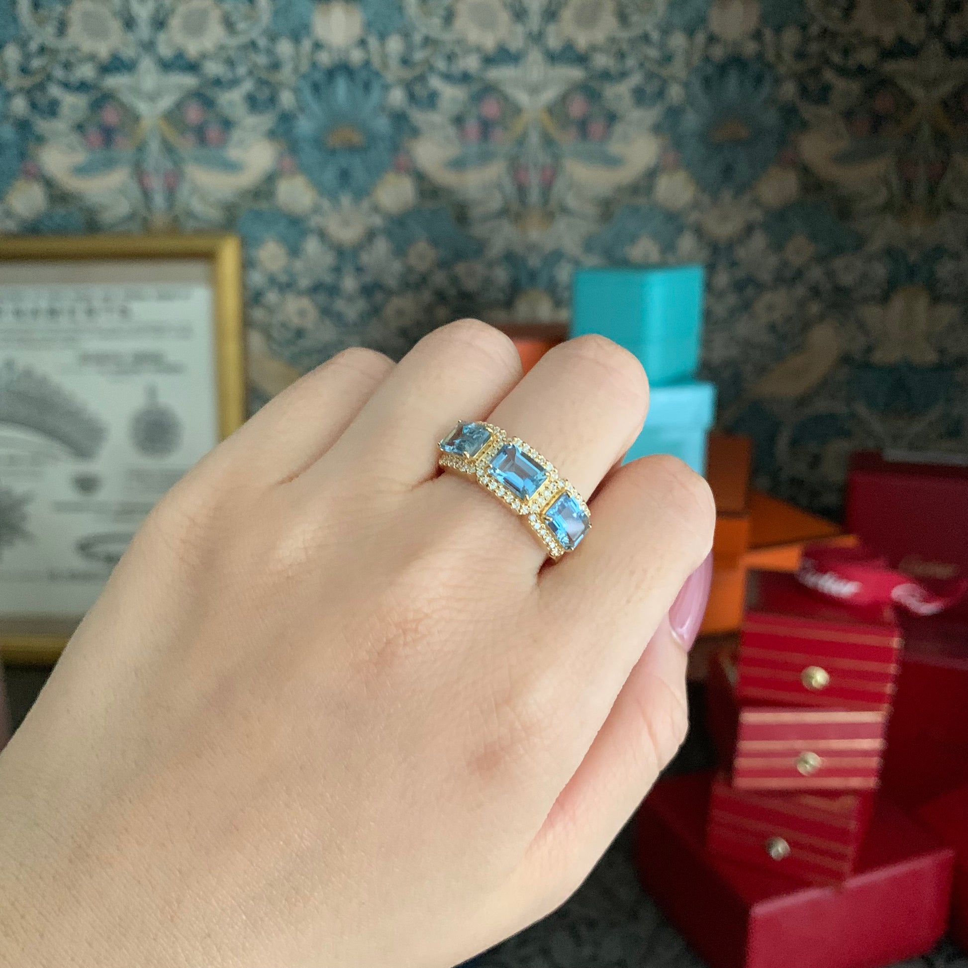 【サンタマリア】天然アクアマリン 0.763ct 天然ダイヤモンド リング