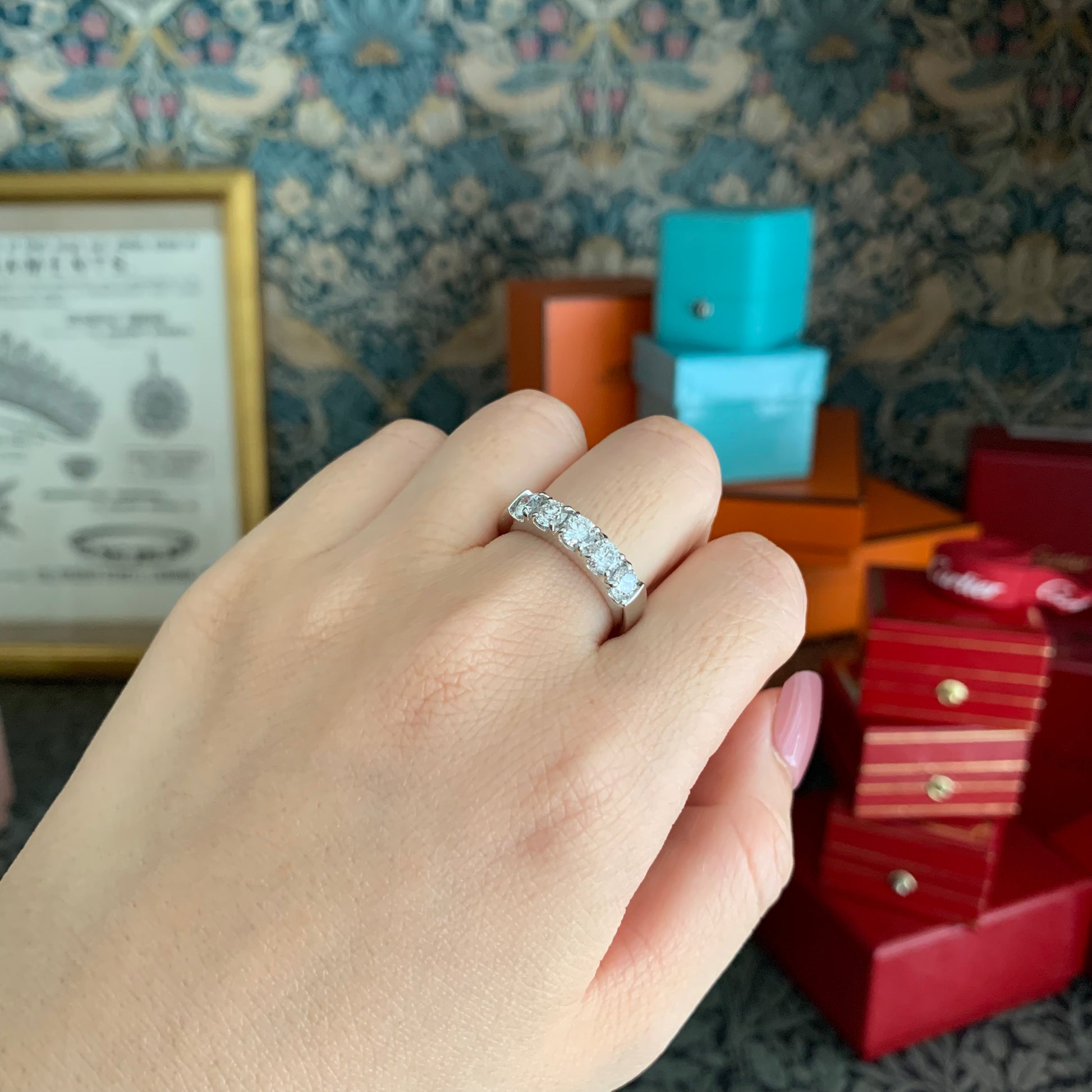 【極上なハフエタ】天然ダイヤモンド 1.03ct D-IF-3E ハーフエタニティリング プラチナ