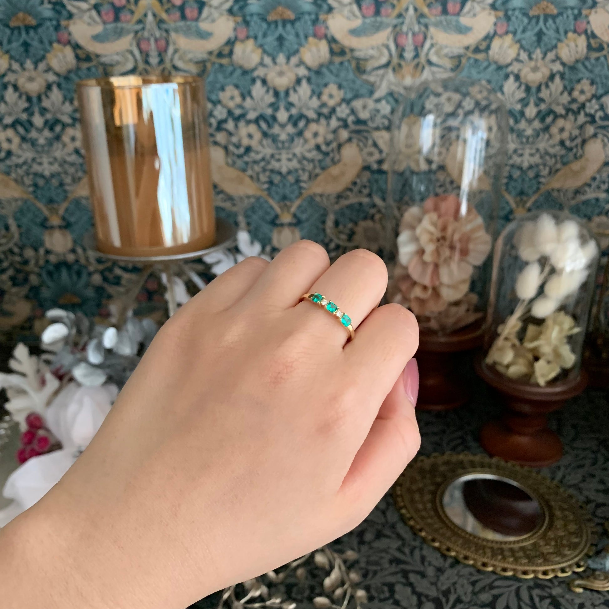 【コロンビア産】天然エメラルド 0.78ct 天然ダイヤモンド 18金リング