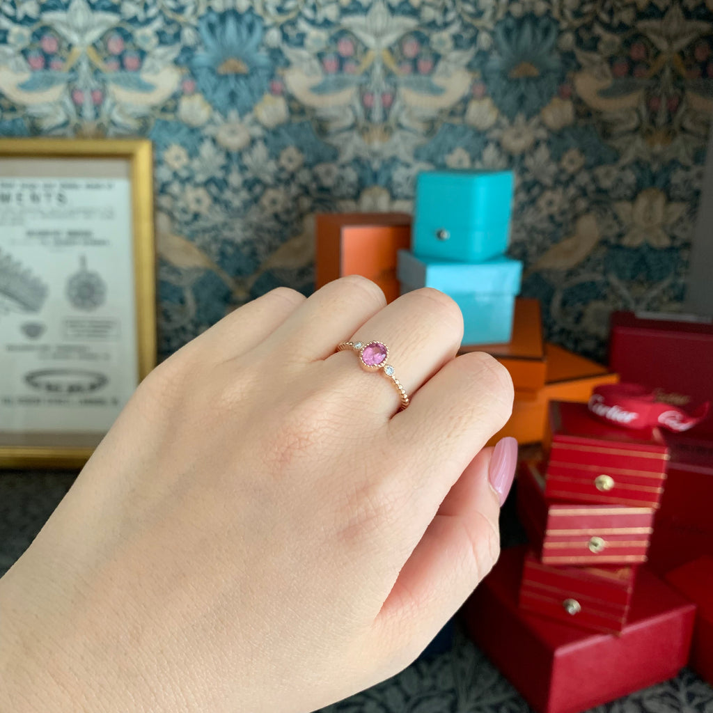 Natural Padparadscha Sapphire Natural Diamond Ring