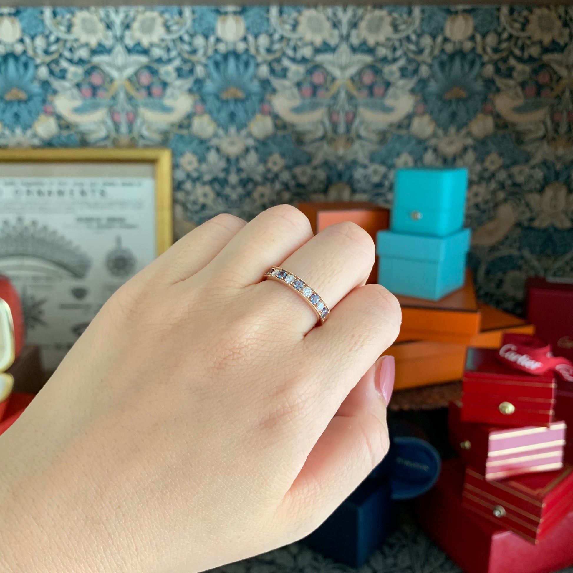 天然アレキサンドライト 0.31ct 天然ダイヤモンド リング