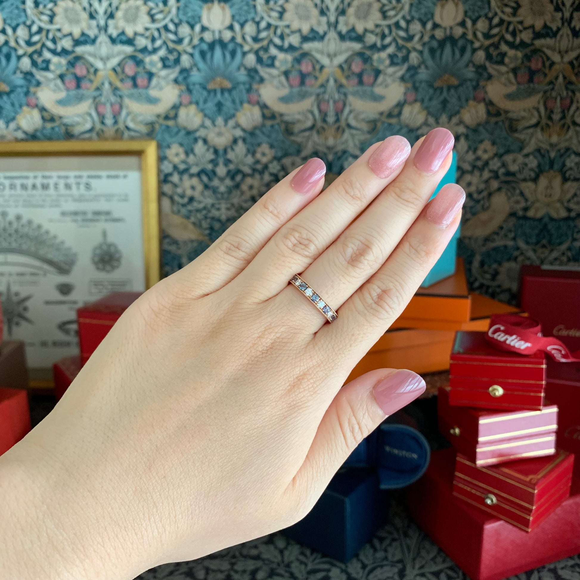 天然アレキサンドライト 0.31ct 天然ダイヤモンド リング