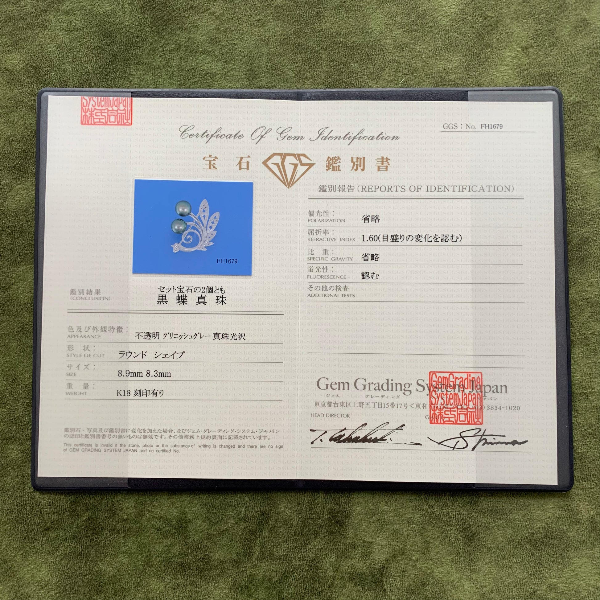 MIKIMOTO ミキモト 黒蝶真珠 18金WG ブローチ