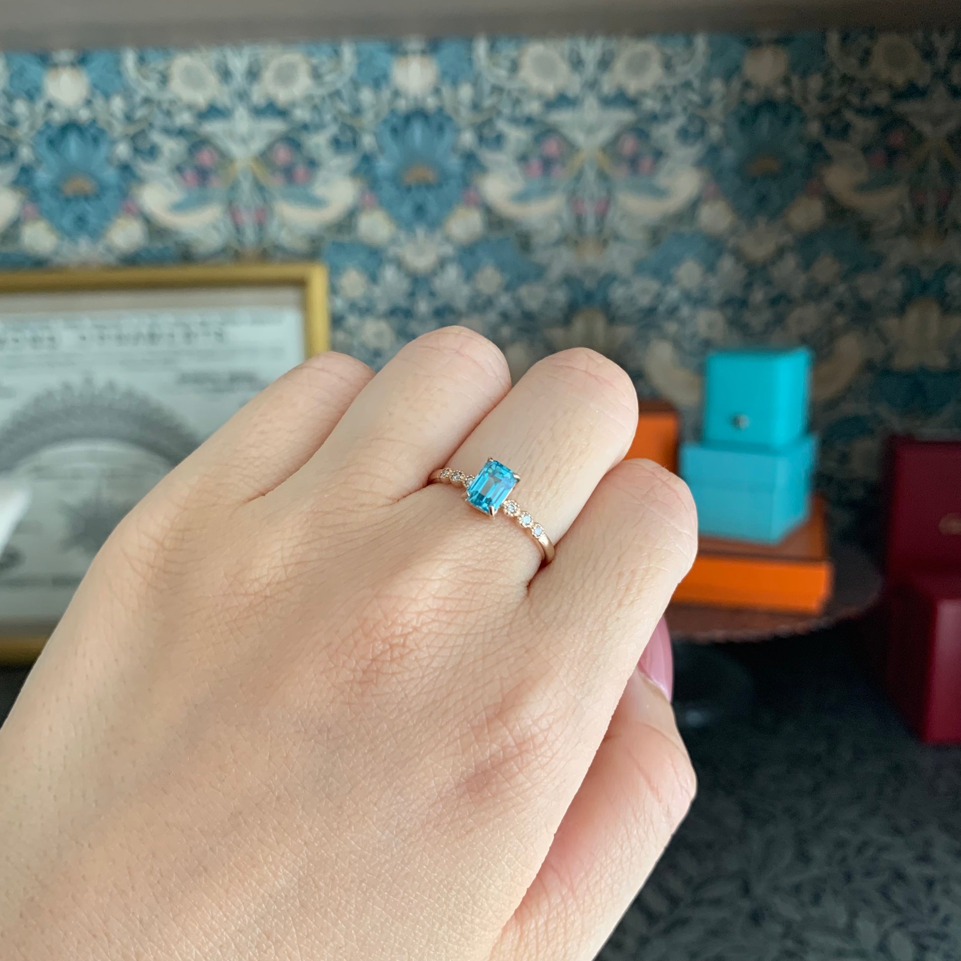 天然ジルコン 1.26ct 天然ダイヤモンド リング