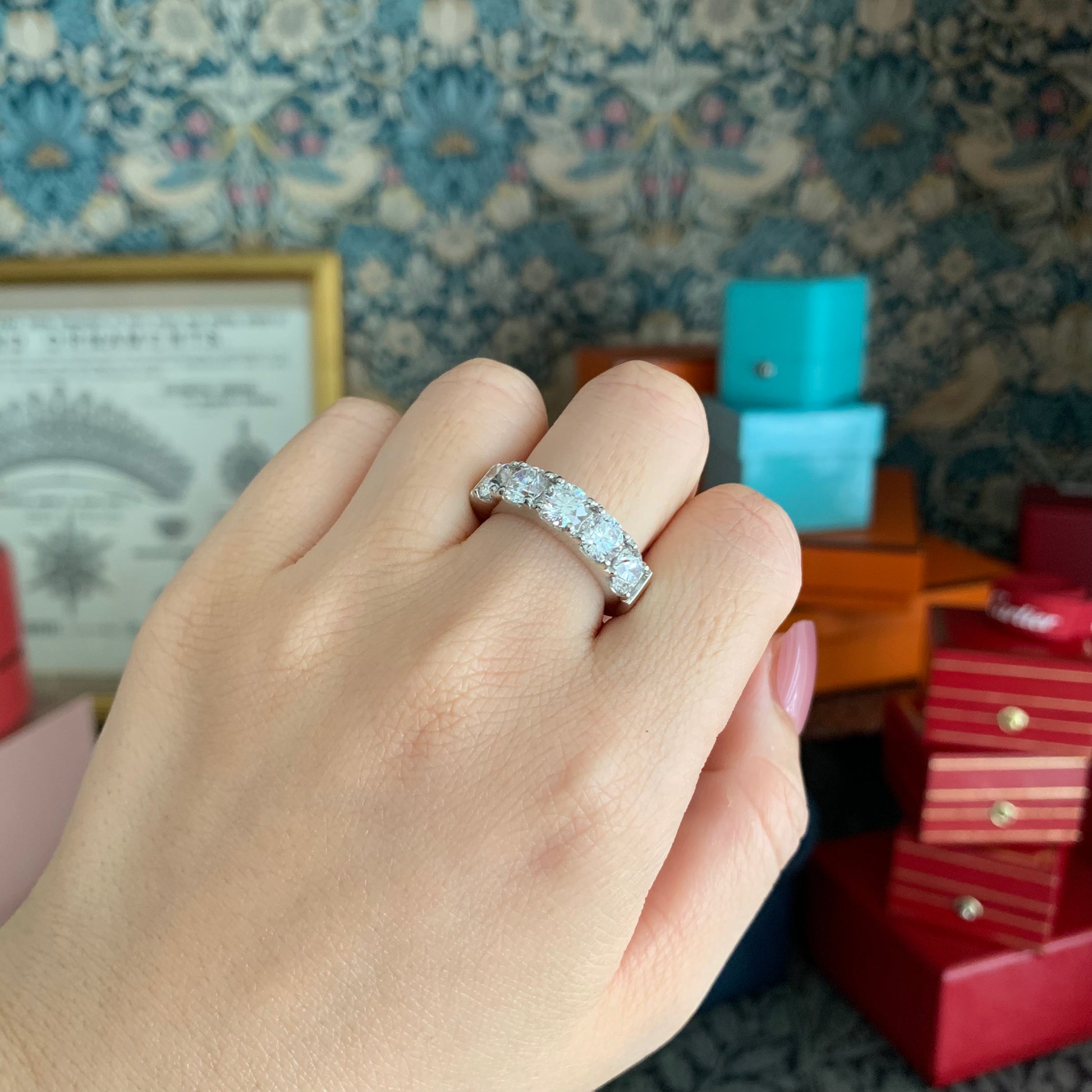 【特別なハフエタ】天然ダイヤモンド 2.65ct E-SI2-3E ハーフエタニティリング プラチナ
