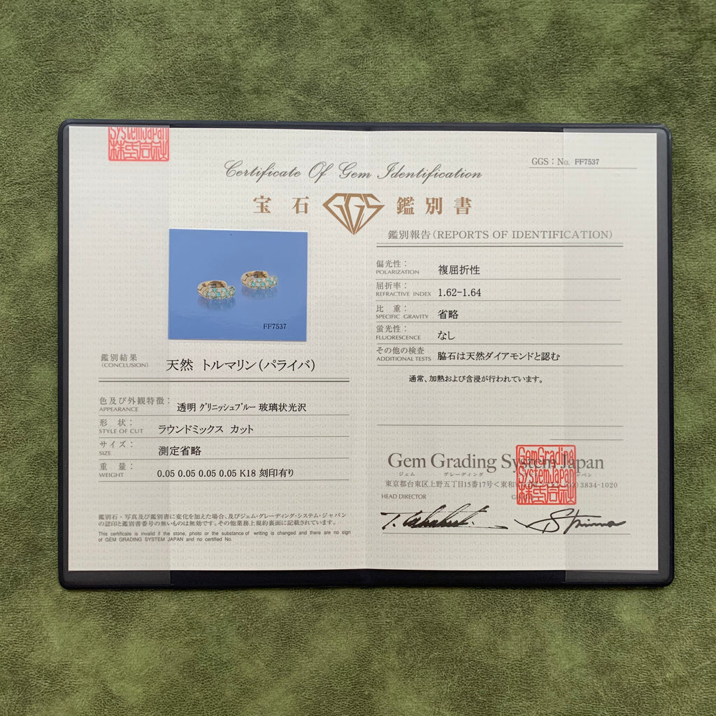 天然パライバトルマリン 天然ダイヤモンド パヴェ 18金ピアス