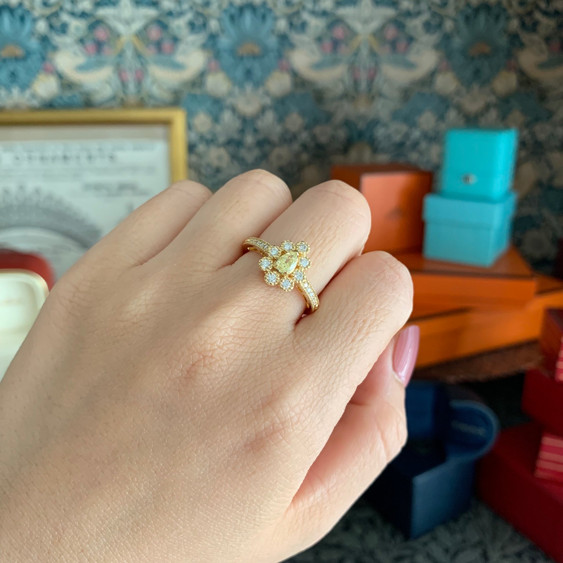 【イエローダイヤ】FANCY INTENSE YELLOW 0.262ct SI1 18金リング