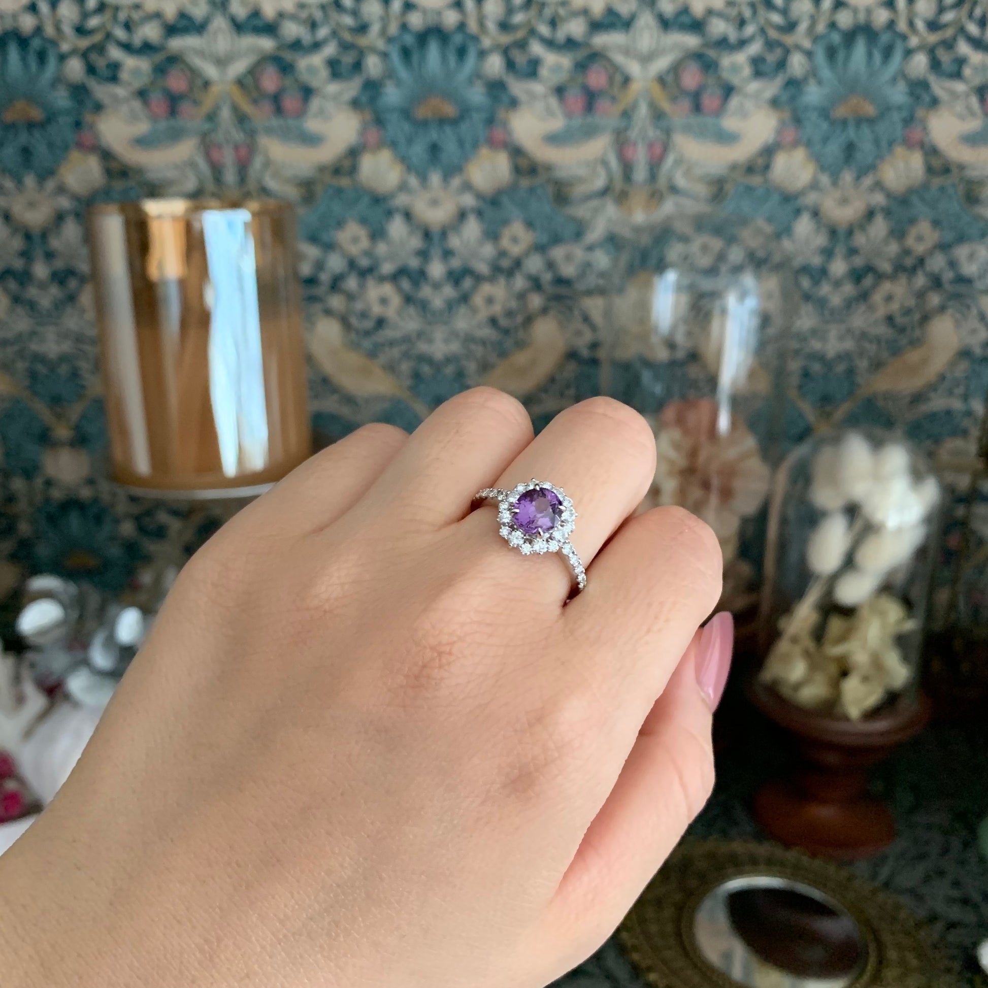 【非加熱】天然パープルサファイア 1.477ct 天然ダイヤモンド プラチナリング
