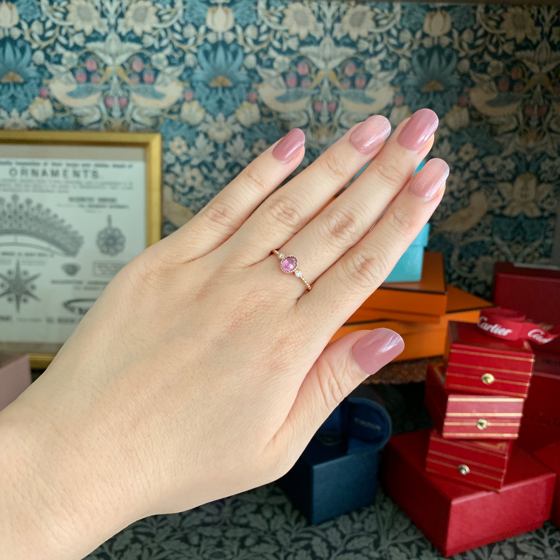 天然パパラチアサファイア 天然ダイヤモンド
