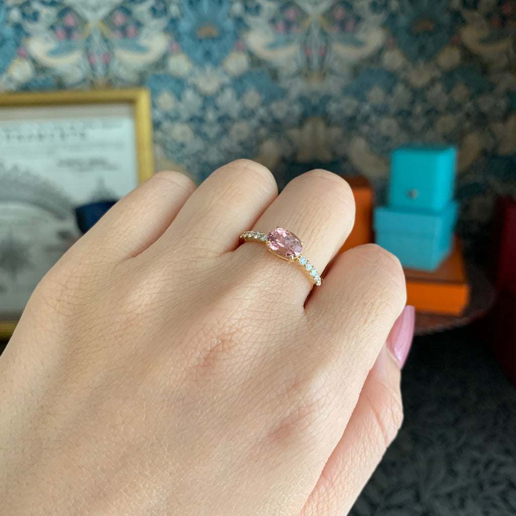 天然マラヤガーネット 1.18ct 天然ダイヤモンド リング