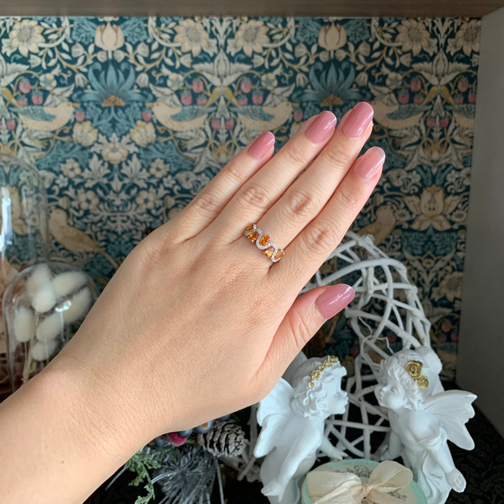 [Price Reduction] Natural Spessartine Garnet and Natural Diamond Platinum Ring