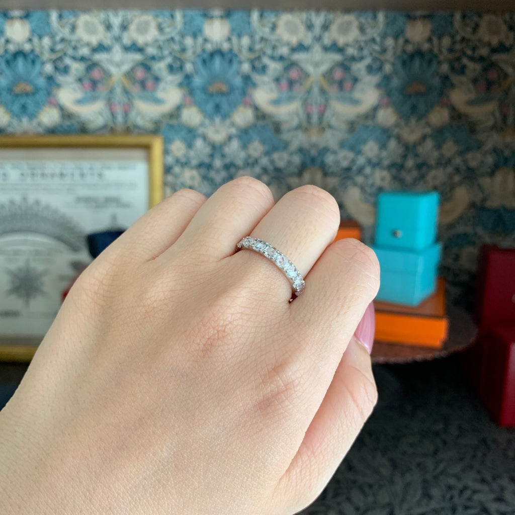 【ローズカット】天然ダイヤモンド 0.80ct ハーフエタニティリング プラチナ